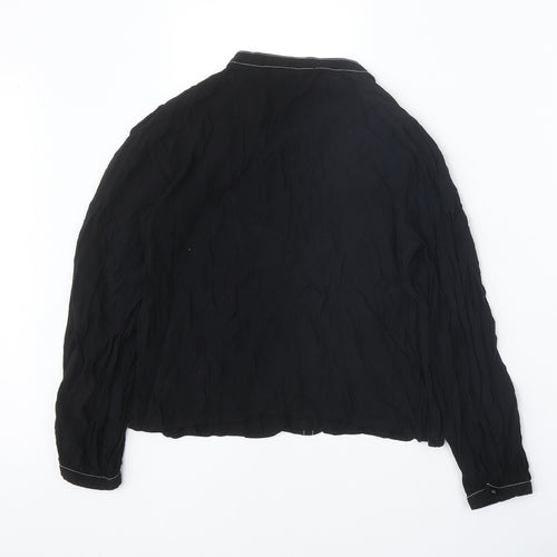 Collectif Womens Black Polyester Basic Blouse Size 12 V-Neck