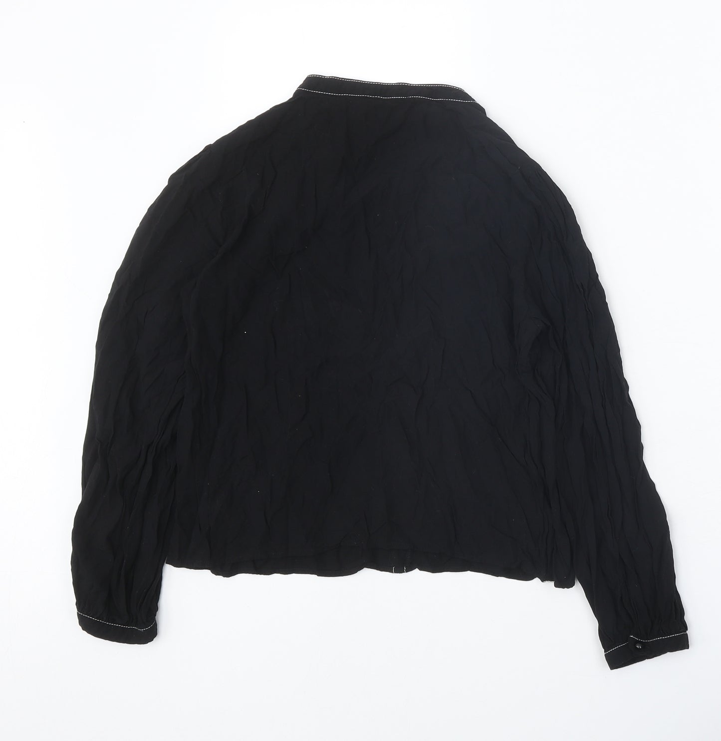 Collectif Womens Black Polyester Basic Blouse Size 12 V-Neck