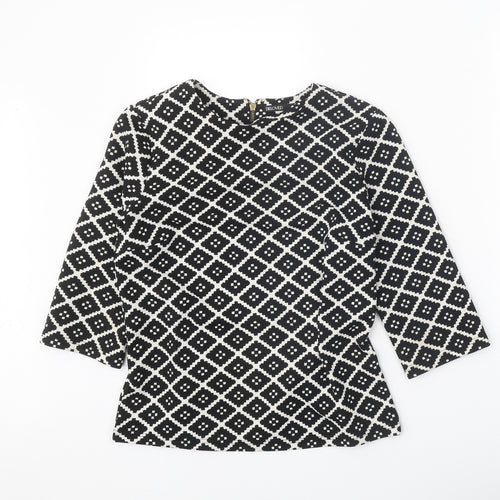Beloved Womens Black Geometric Polyester Basic Blouse Size M Scoop Neck
