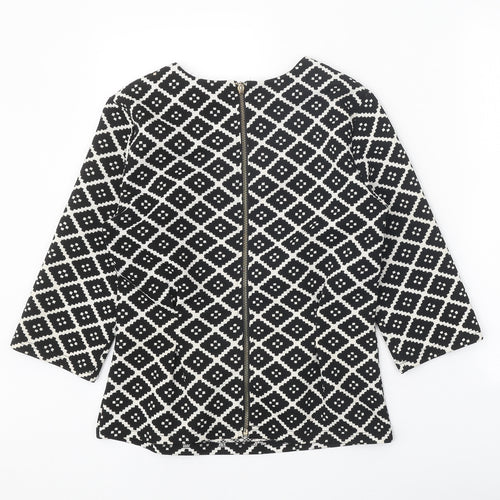 Beloved Womens Black Geometric Polyester Basic Blouse Size M Scoop Neck