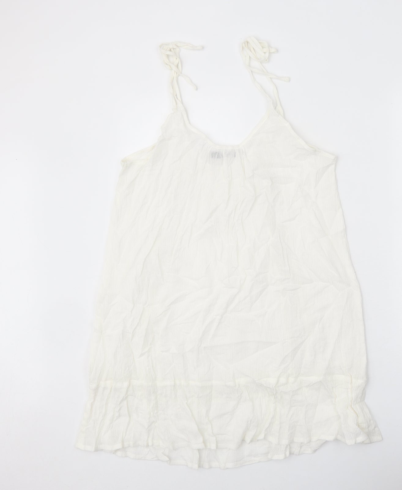 Boohoo Womens White Polyester Tank Dress Size L Scoop Neck Pullover