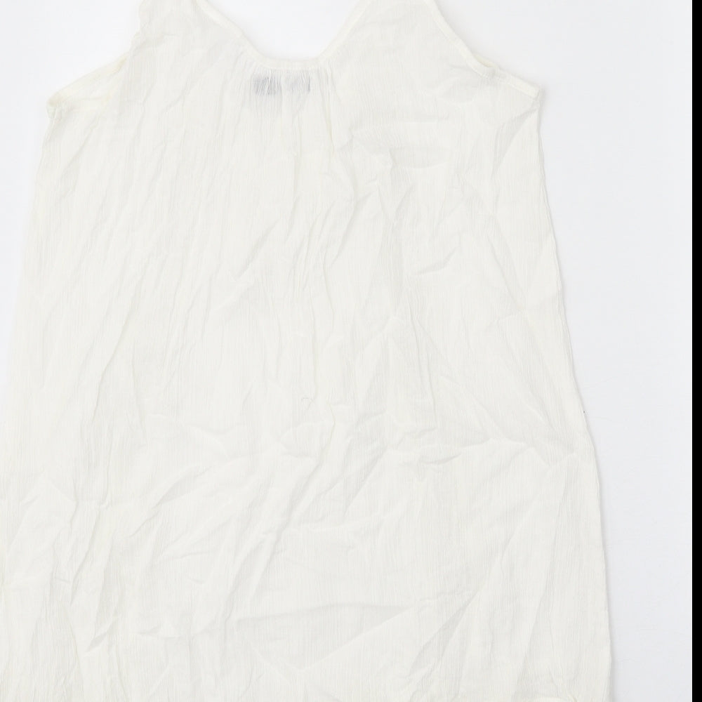 Boohoo Womens White Polyester Tank Dress Size L Scoop Neck Pullover