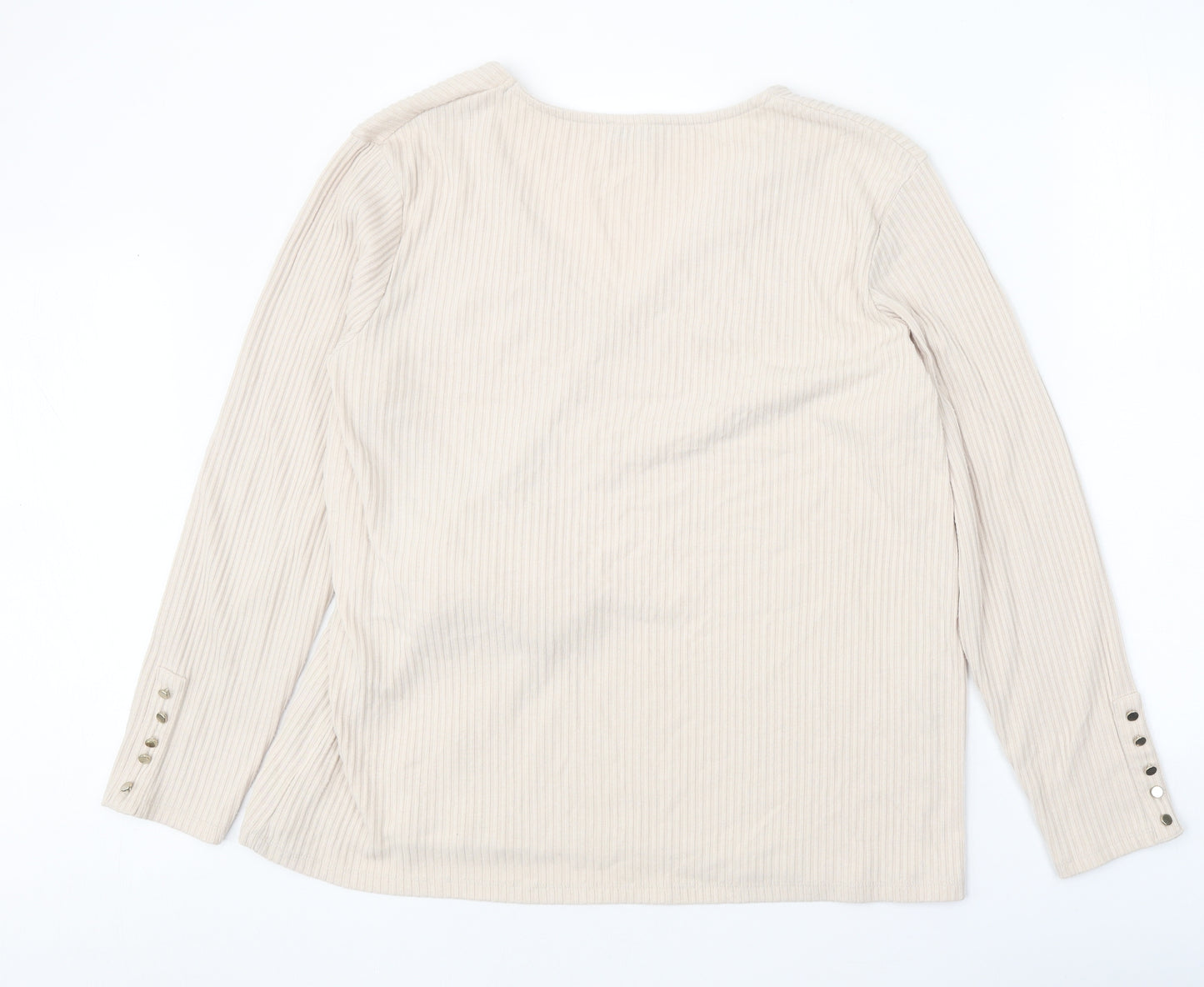 Papaya Womens Beige Polyester Wrap Blouse Size 20 V-Neck - Ribbed