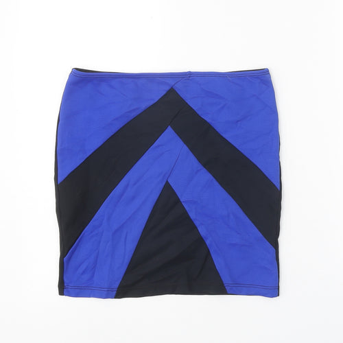 INSIDE Womens Black Geometric Polyamide Straight & Pencil Skirt Size L