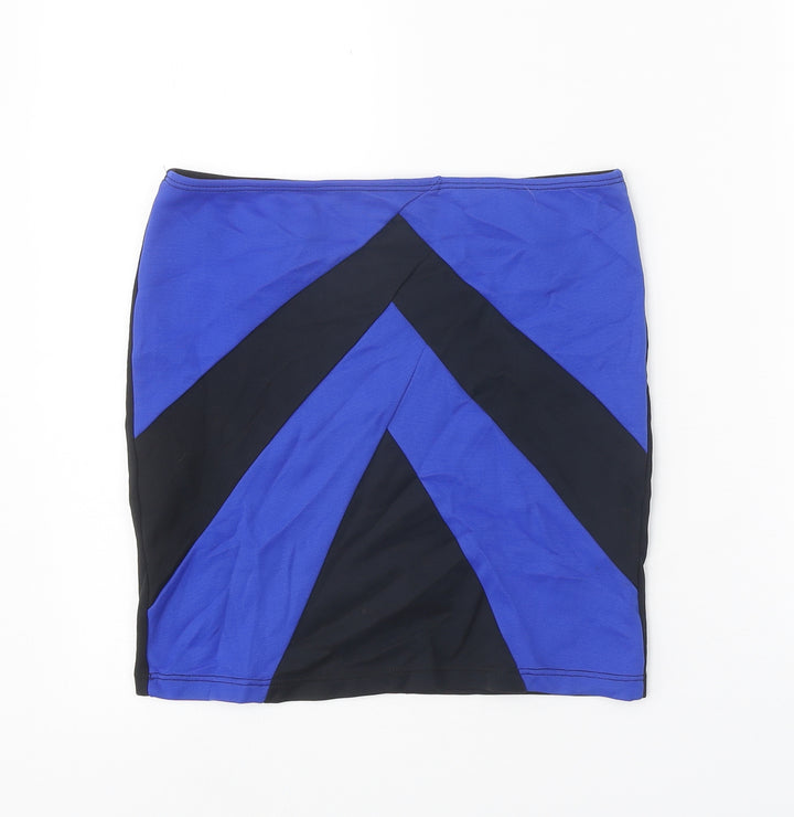 INSIDE Womens Black Geometric Polyamide Straight & Pencil Skirt Size L