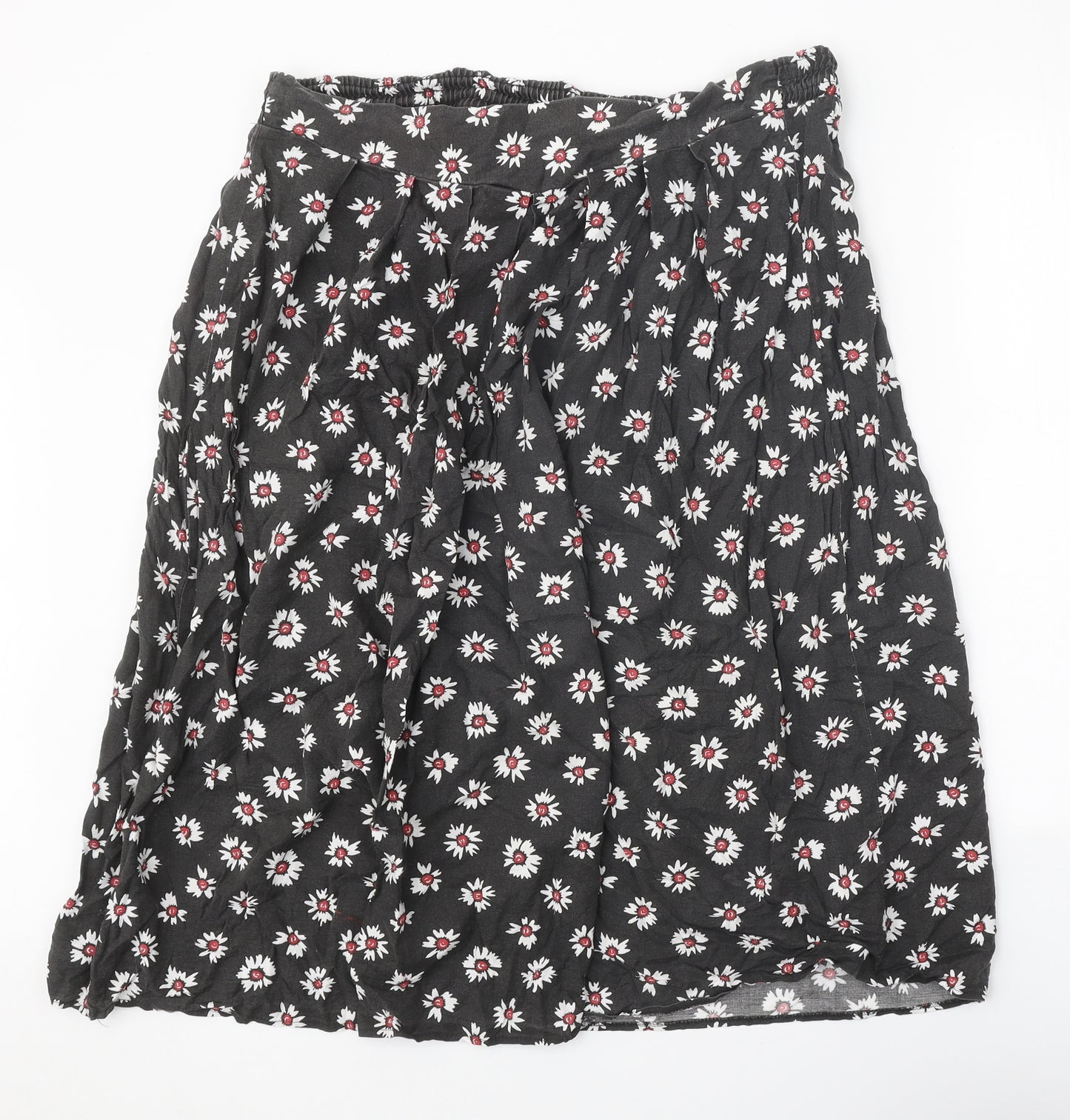Amari Womens Grey Floral Viscose Swing Skirt Size 16