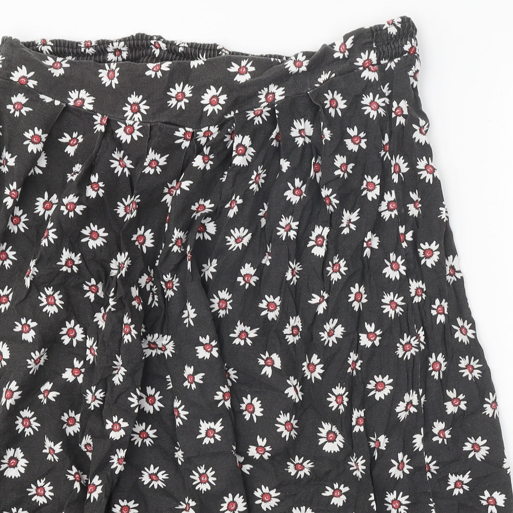 Amari Womens Grey Floral Viscose Swing Skirt Size 16