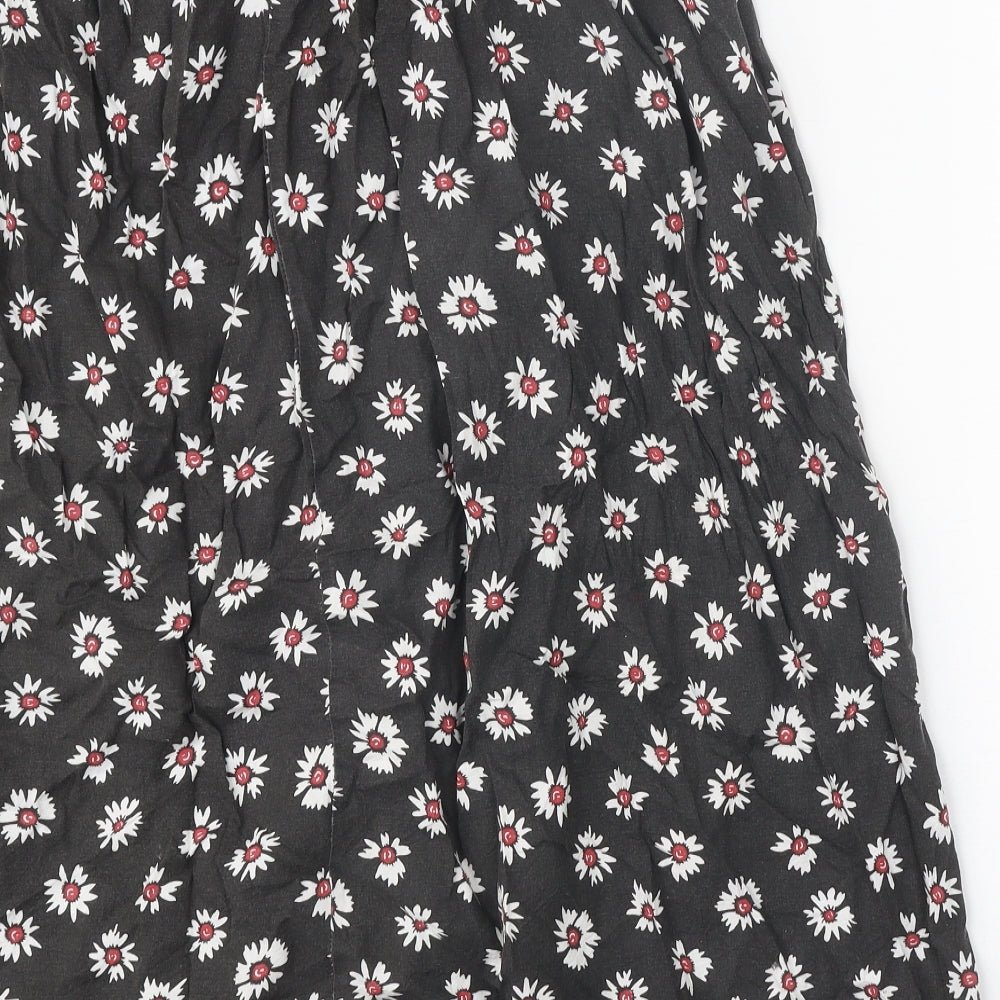 Amari Womens Grey Floral Viscose Swing Skirt Size 16