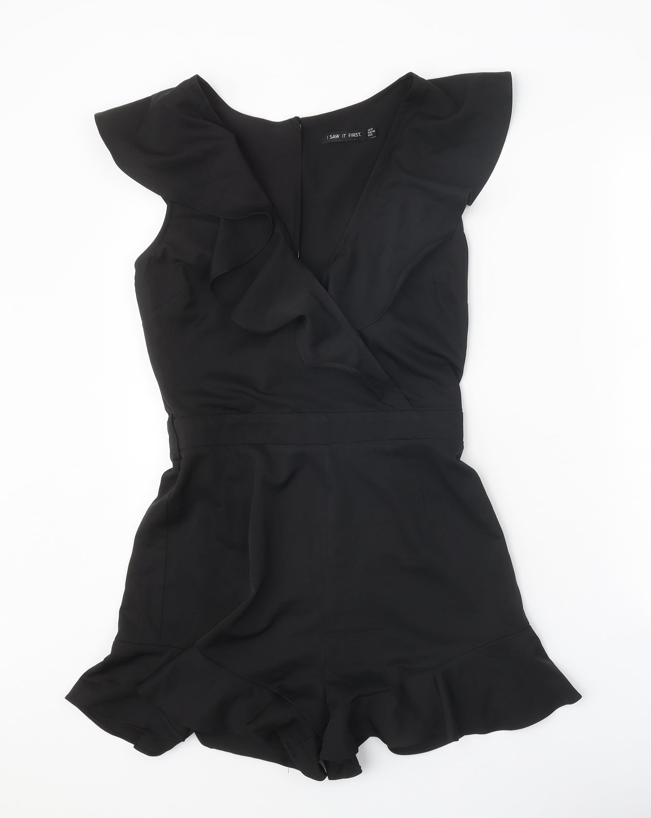 I SAW IT FIRST Womens Black Polyester Playsuit One-Piece Size 12 Button