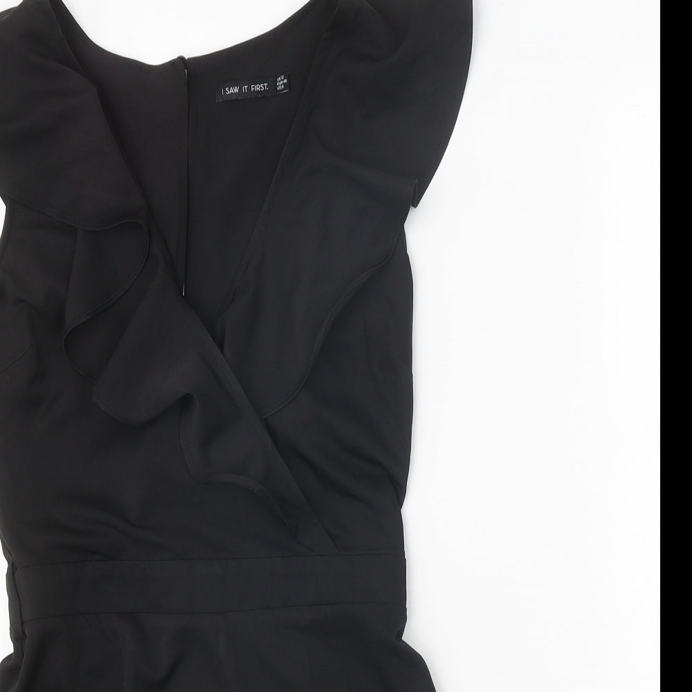 I SAW IT FIRST Womens Black Polyester Playsuit One-Piece Size 12 Button