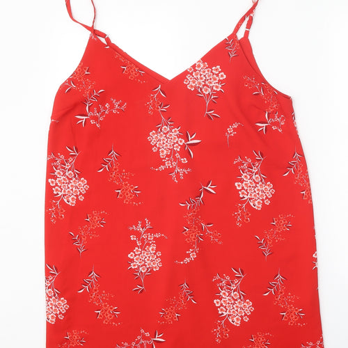 Cotton On Womens Red Floral Polyester Camisole Tank Size M V-Neck