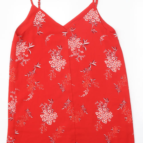 Cotton On Womens Red Floral Polyester Camisole Tank Size M V-Neck