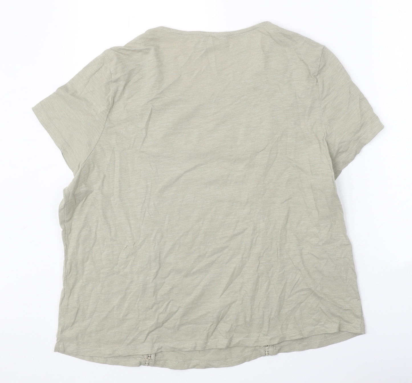 M&Co Womens Green Cotton Basic T-Shirt Size 18 Scoop Neck