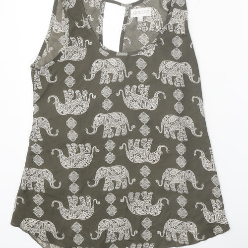 Apricot Womens Grey Geometric Polyester Basic Tank Size 8 Scoop Neck - Elephant