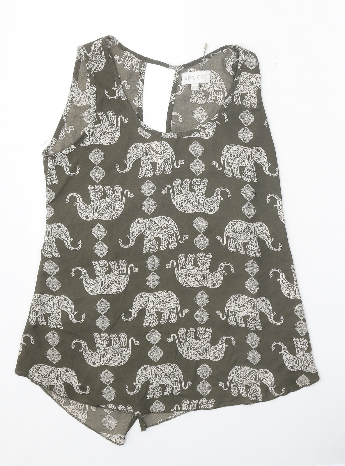Apricot Womens Grey Geometric Polyester Basic Tank Size 8 Scoop Neck - Elephant