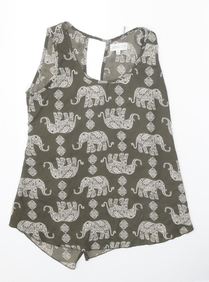 Apricot Womens Grey Geometric Polyester Basic Tank Size 8 Scoop Neck - Elephant