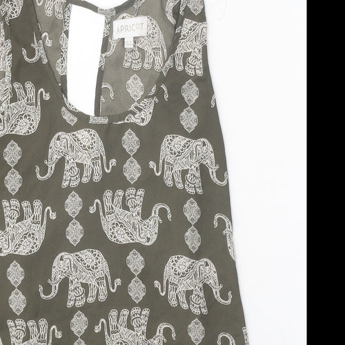 Apricot Womens Grey Geometric Polyester Basic Tank Size 8 Scoop Neck - Elephant