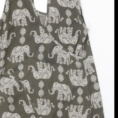 Apricot Womens Grey Geometric Polyester Basic Tank Size 8 Scoop Neck - Elephant