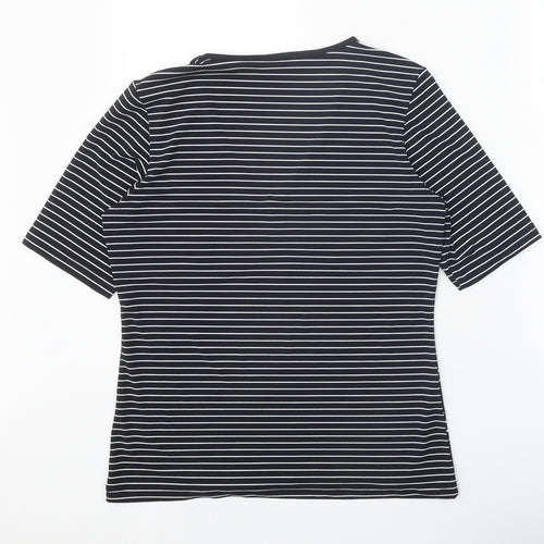 Betty Barclay Womens Black Polka Dot Polyester Basic T-Shirt Size 14 V-Neck - Striped
