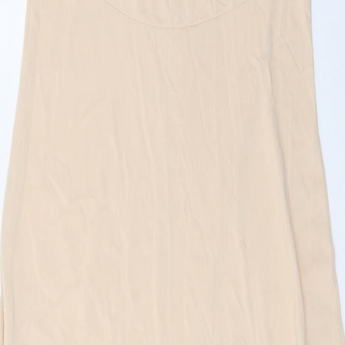 Vassarette Womens Beige Nylon Slip Dress Size 8 V-Neck Pullover