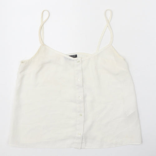 Topshop Womens White Polyester Camisole Tank Size 8 Scoop Neck