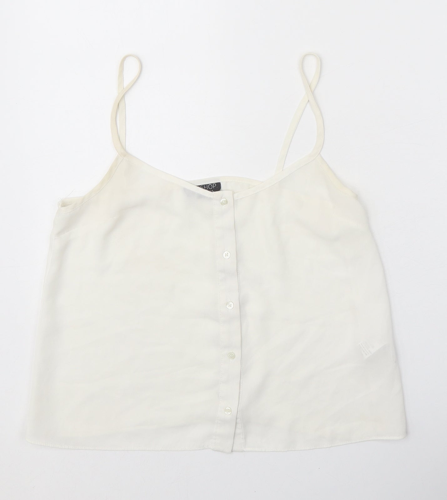 Topshop Womens White Polyester Camisole Tank Size 8 Scoop Neck