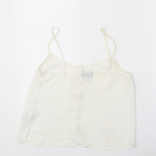 Topshop Womens White Polyester Camisole Tank Size 8 Scoop Neck