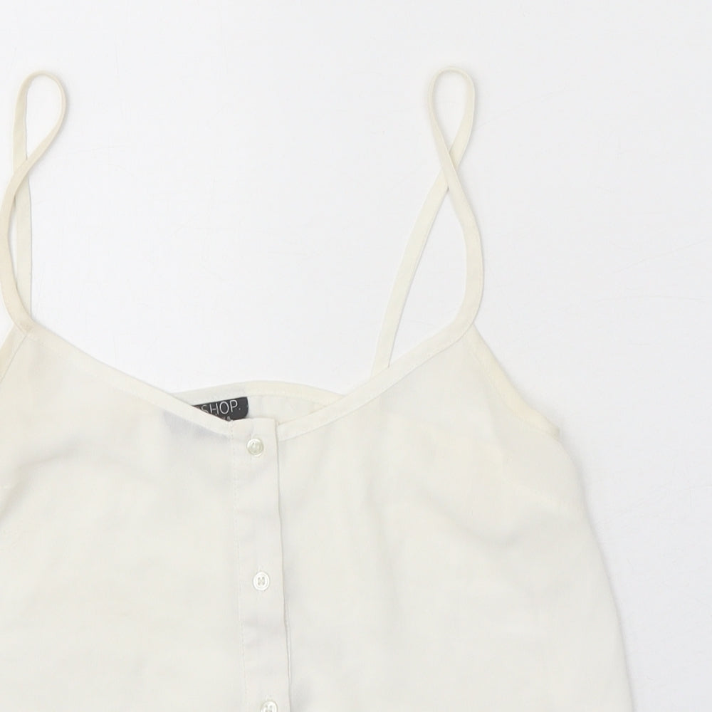 Topshop Womens White Polyester Camisole Tank Size 8 Scoop Neck