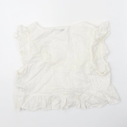 Nakd Womens White 100% Cotton Basic Blouse Size 8 V-Neck