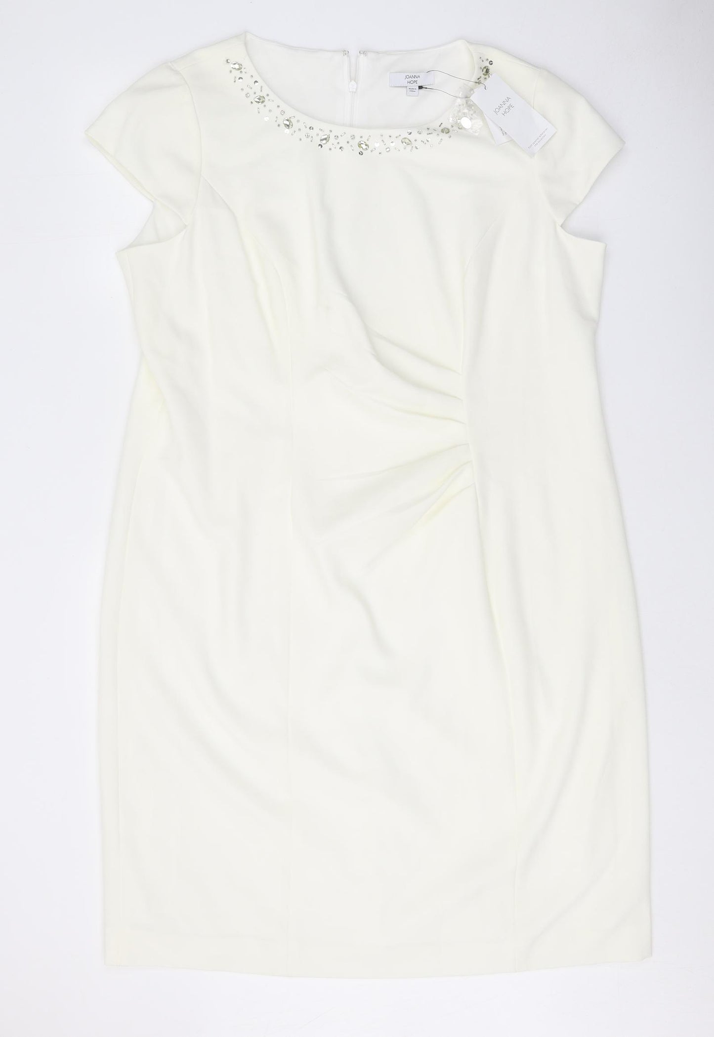 Joanna Hope Womens White Polyester A-Line One Size Round Neck Zip