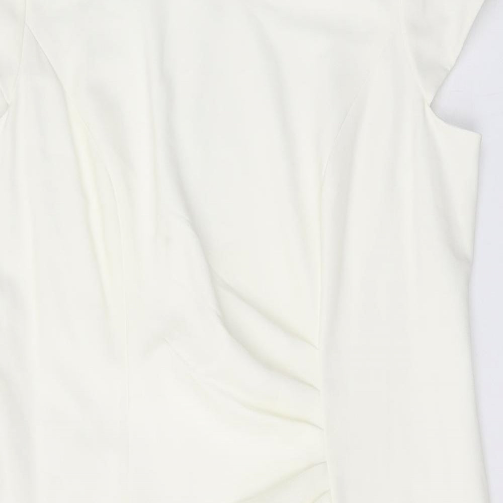 Joanna Hope Womens White Polyester A-Line One Size Round Neck Zip