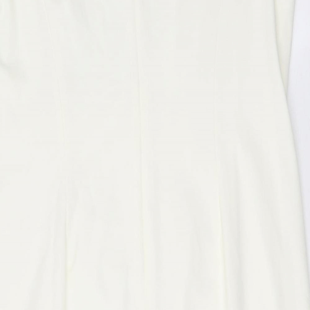 Joanna Hope Womens White Polyester A-Line One Size Round Neck Zip