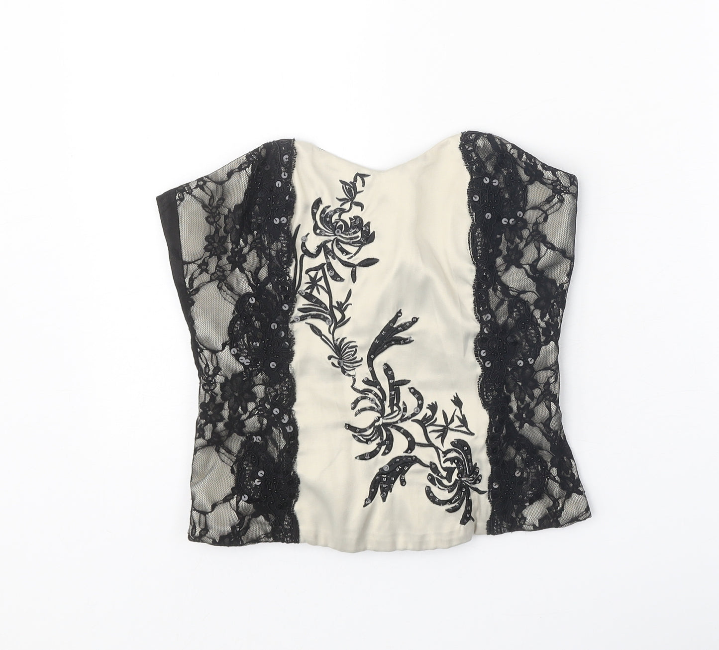 Quiz Womens Black Polyester Basic Blouse Size 8 Sweetheart - Lace feature