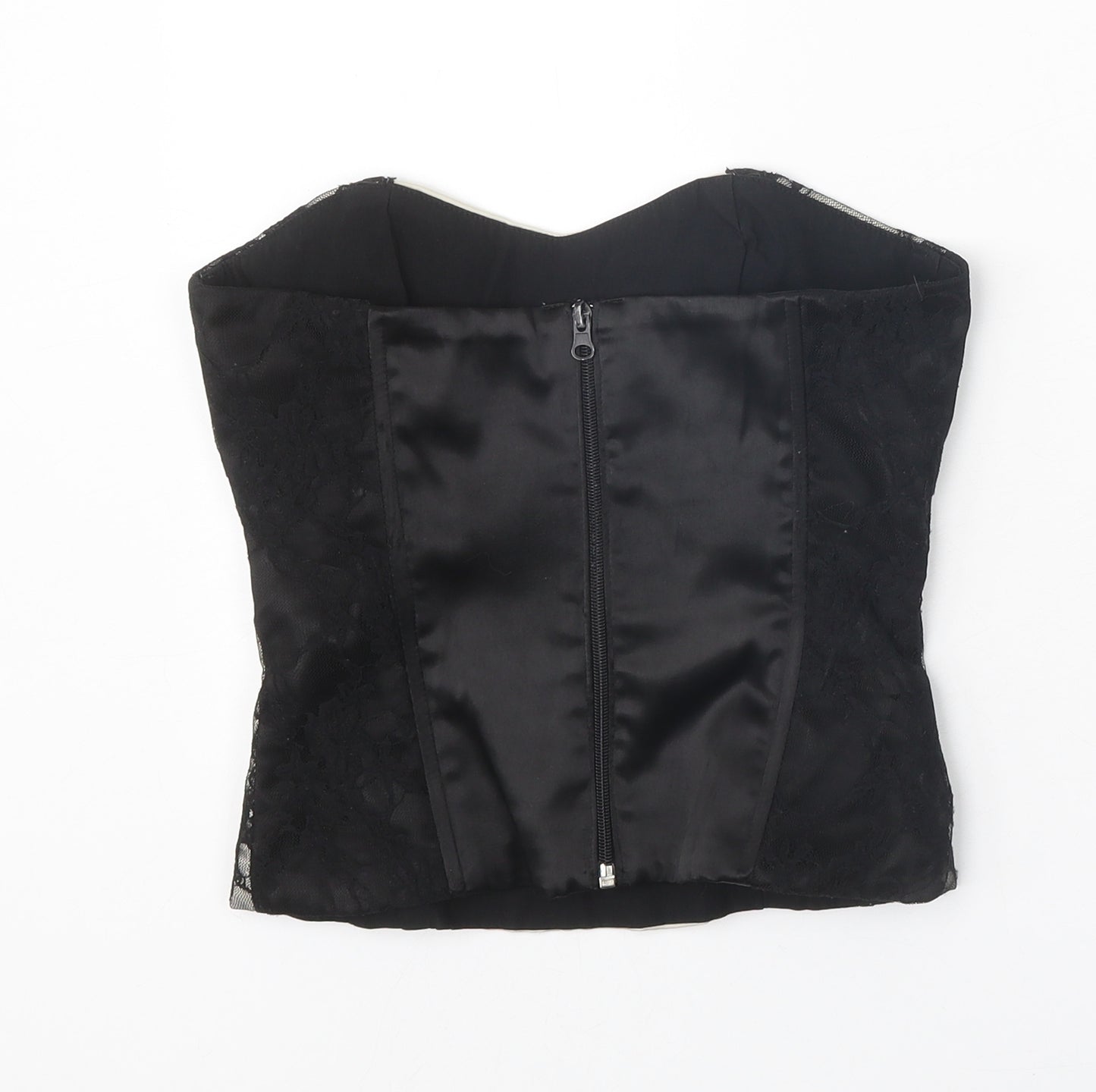 Quiz Womens Black Polyester Basic Blouse Size 8 Sweetheart - Lace feature
