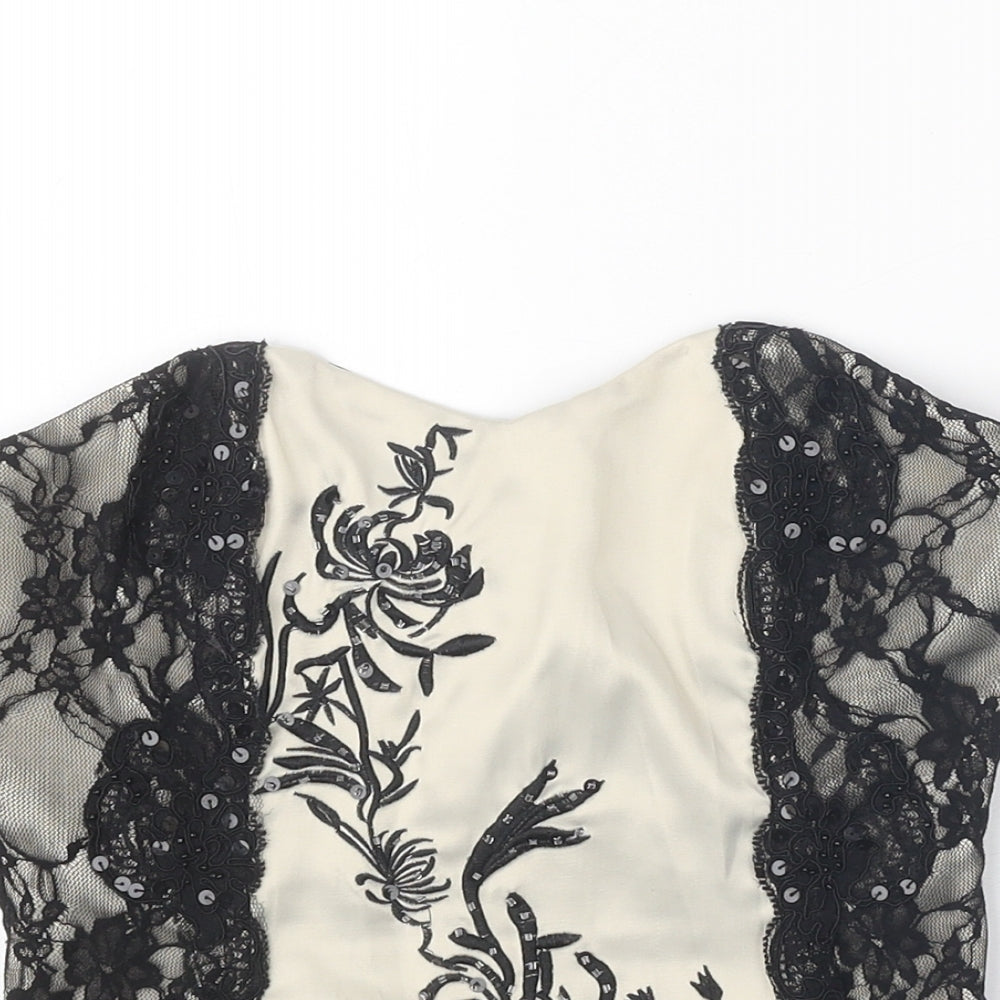 Quiz Womens Black Polyester Basic Blouse Size 8 Sweetheart - Lace feature