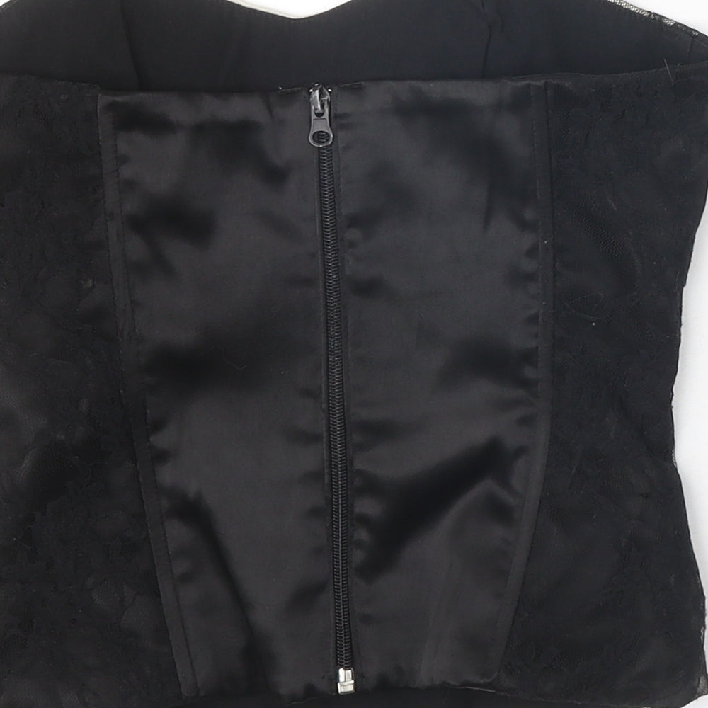 Quiz Womens Black Polyester Basic Blouse Size 8 Sweetheart - Lace feature