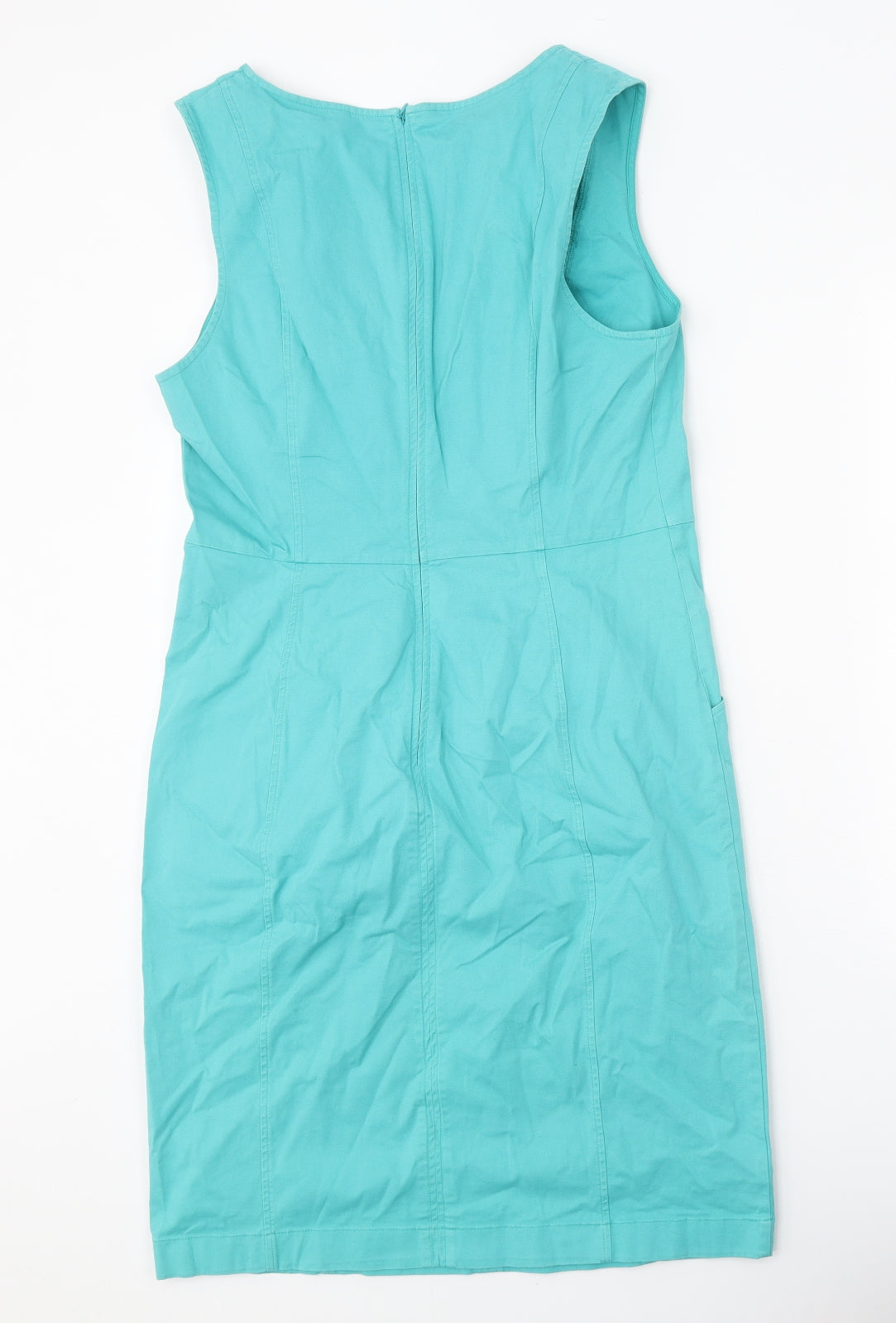 Boden Womens Blue Cotton A-Line Size 10 V-Neck Zip