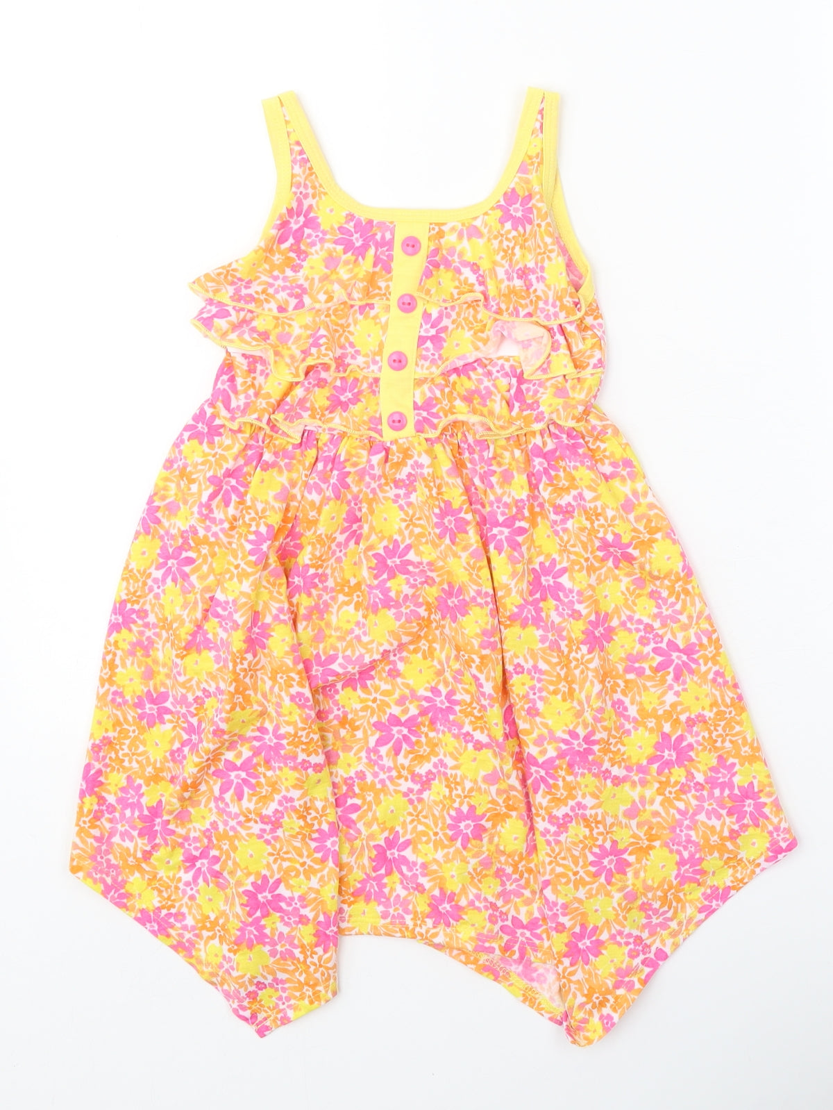 Jona Michelle Girls Pink Floral Polyester Fit & Flare Size 3 Years Square Neck Pullover