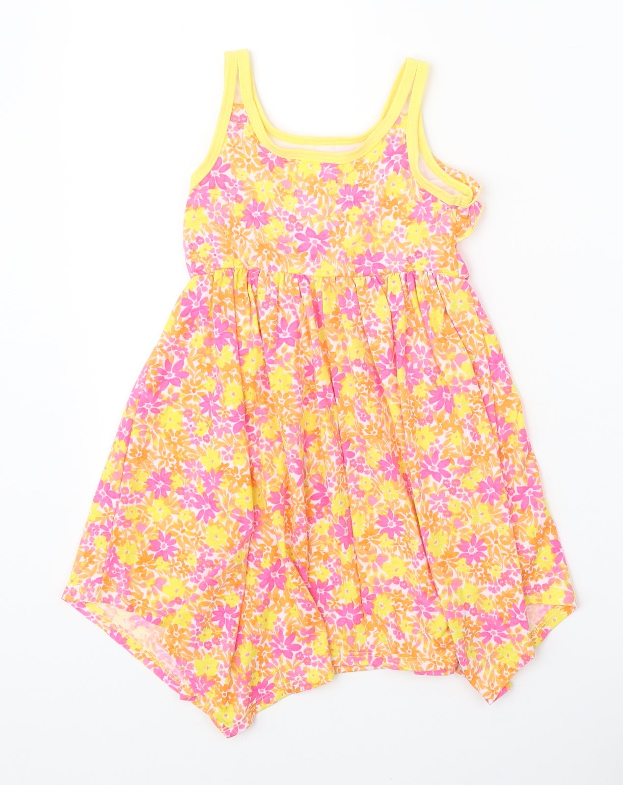 Jona Michelle Girls Pink Floral Polyester Fit & Flare Size 3 Years Square Neck Pullover