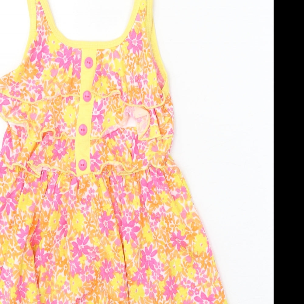 Jona Michelle Girls Pink Floral Polyester Fit & Flare Size 3 Years Square Neck Pullover
