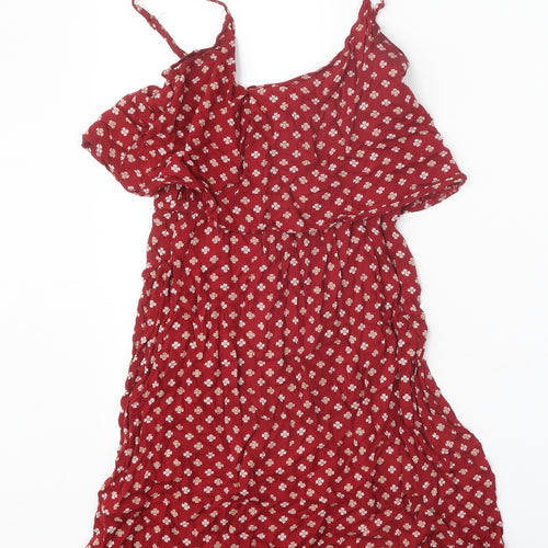 Pimkie Womens Red Geometric Viscose Tank Dress Size XS Scoop Neck Pullover