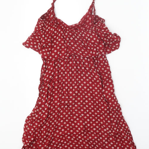 Pimkie Womens Red Geometric Viscose Tank Dress Size XS Scoop Neck Pullover