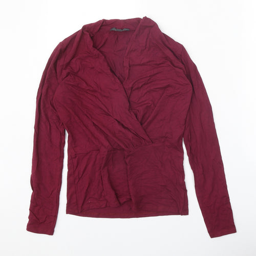 Spirit Womens Red Viscose Basic Blouse Size XS V-Neck