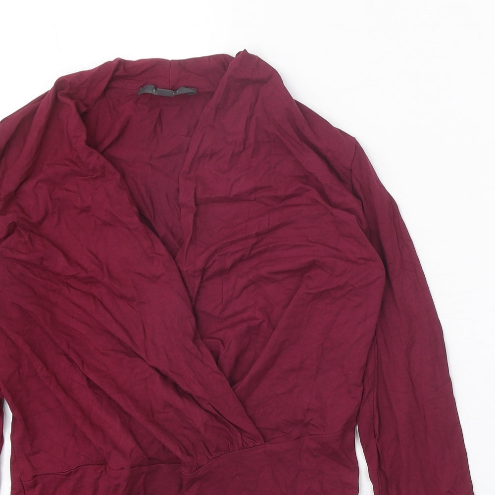 Spirit Womens Red Viscose Basic Blouse Size XS V-Neck