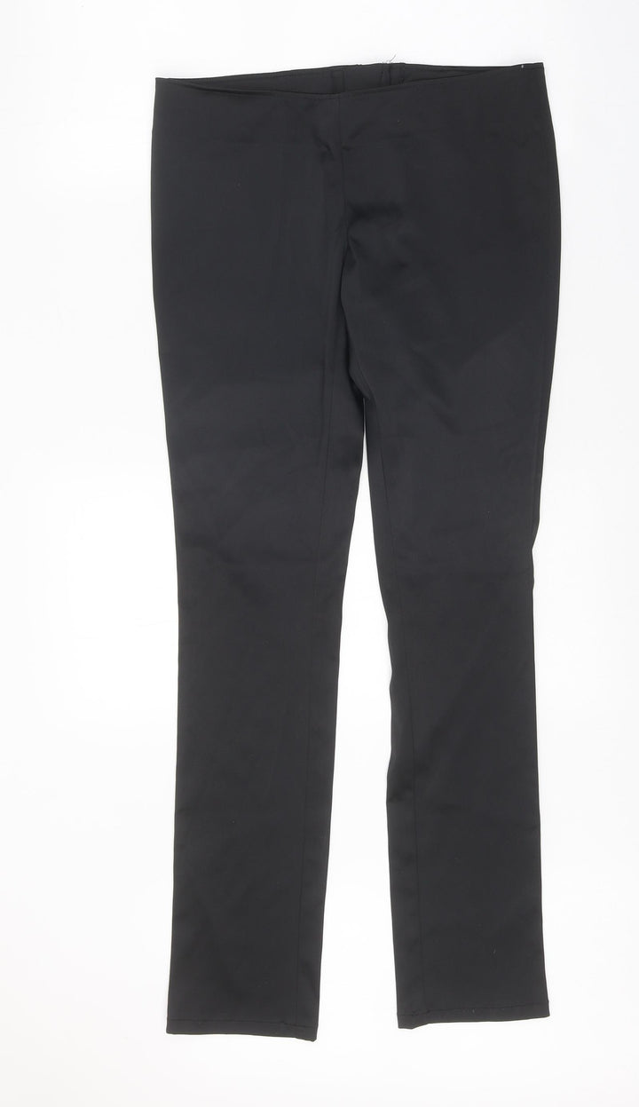 Topshop Womens Black Polyester Trousers Size 10 Regular Zip