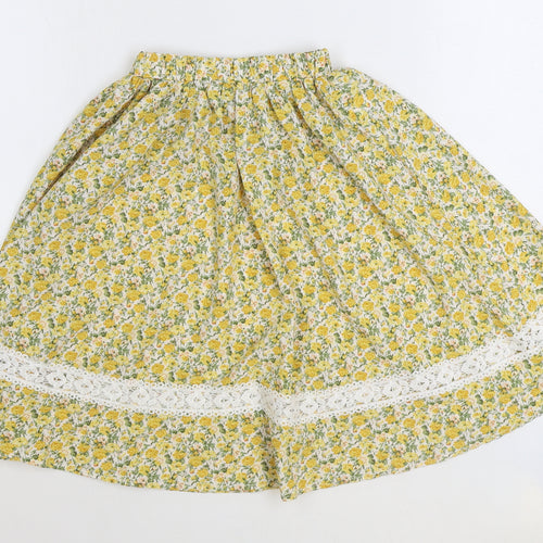 SheIn Girls Yellow Floral Polyester Swing Skirt Size 10 Years Regular Pull On
