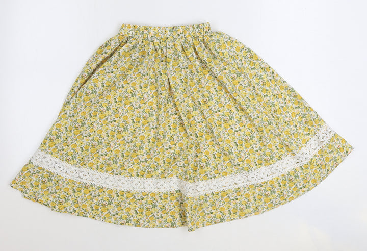 SheIn Girls Yellow Floral Polyester Swing Skirt Size 10 Years Regular Pull On