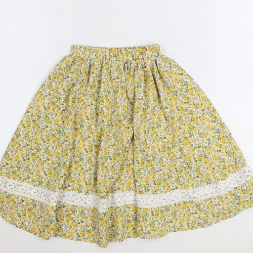 SheIn Girls Yellow Floral Polyester Swing Skirt Size 10 Years Regular Pull On