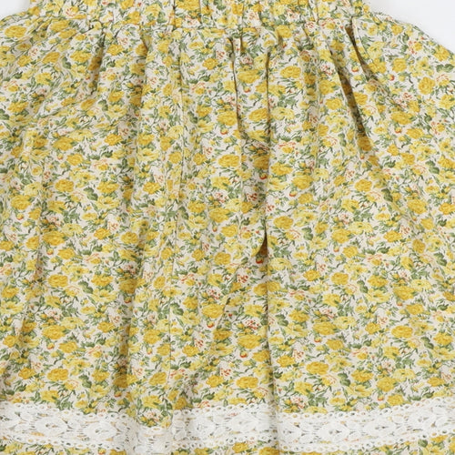 SheIn Girls Yellow Floral Polyester Swing Skirt Size 10 Years Regular Pull On