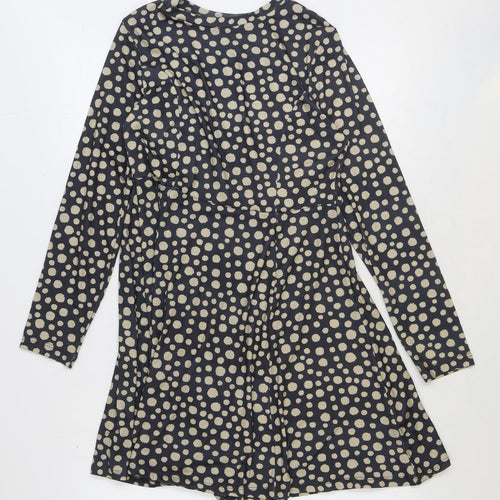 Primark Womens Black Polka Dot Polyester Trapeze & Swing Size 10 Round Neck Pullover